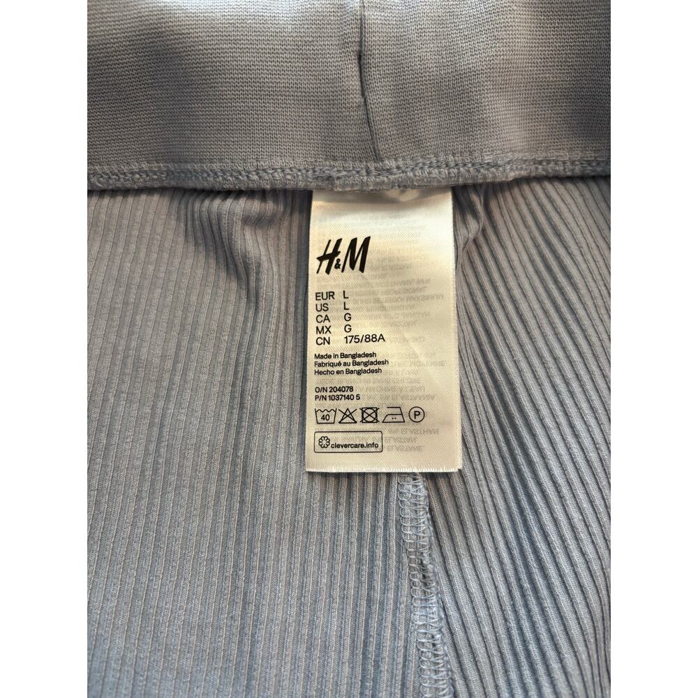 H&M BABY BLUE RIBBED MATCHING SET T-SHIRT JOGGERS CO-ORD SIZE LARGE - Picture 7 of 8